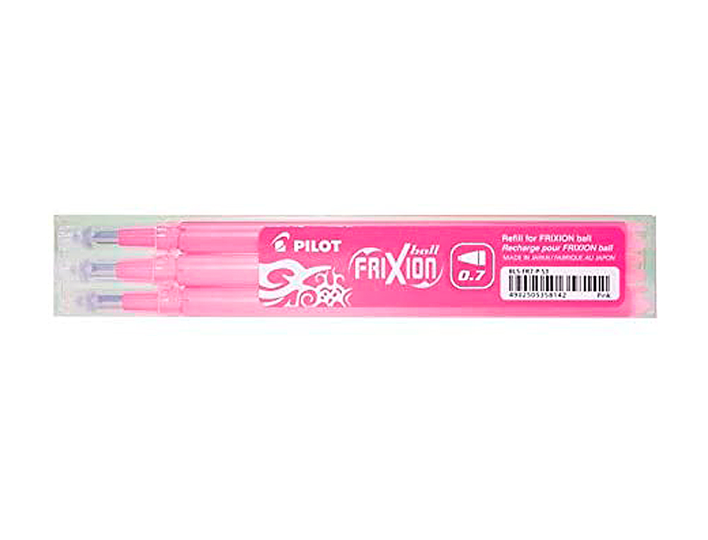 RECHARGE ROLLER PILOT FRIXION BALL ÉCRITURE MOYENNE 0.5MM ENCRE EFFAÇABLE COLORIS ROSE SET DE 3 UNITÉS