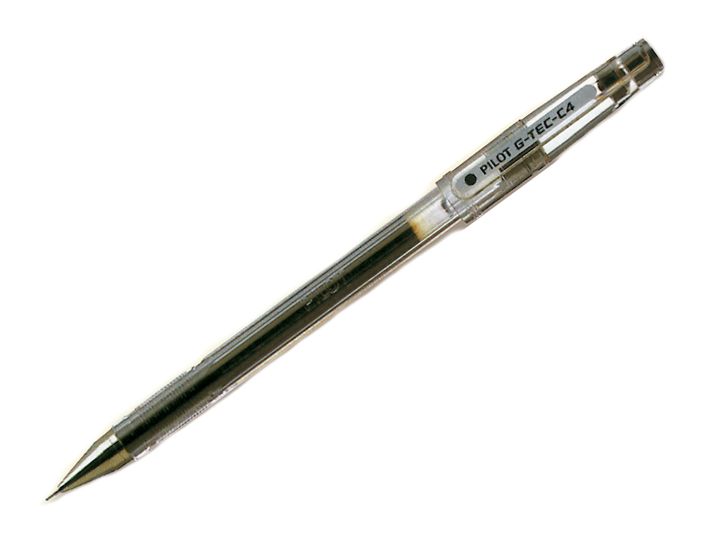 STYLO-BILLE PILOT G-TEC-C4 POINTE HI-TEC CRITURE EXTRA FINE 0.2MM ENCRE GEL CORPS TRANSLUCIDE NOIR