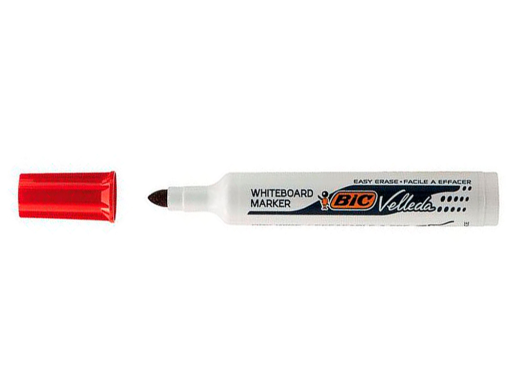 MARQUEUR BIC VELLEDA 1711 EFFAABLE POINTE OGIVE TRAC 2MM CORPS PLASTIQUE ENCRE CTONE ROUGE