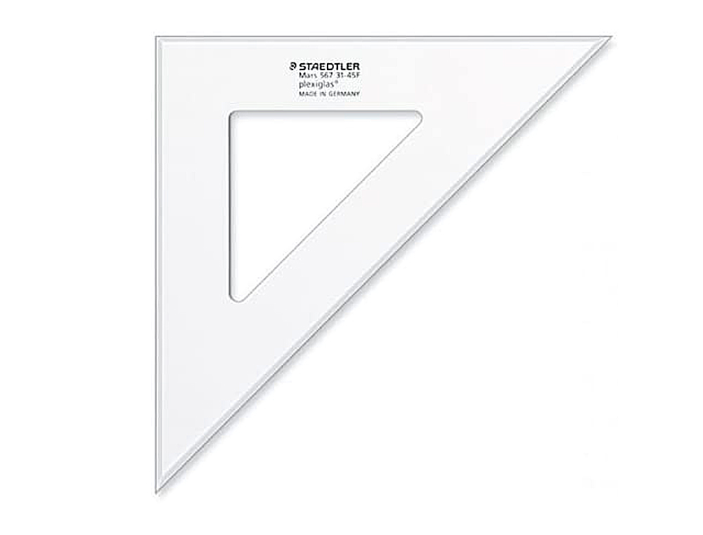 QUERRE STAEDLER MARS PLEXIGLAS NON GRADUE 45 DEGRS 31CM BORDS ANTI-TCHES 1 BISEAU GRAV INEFFAABLE