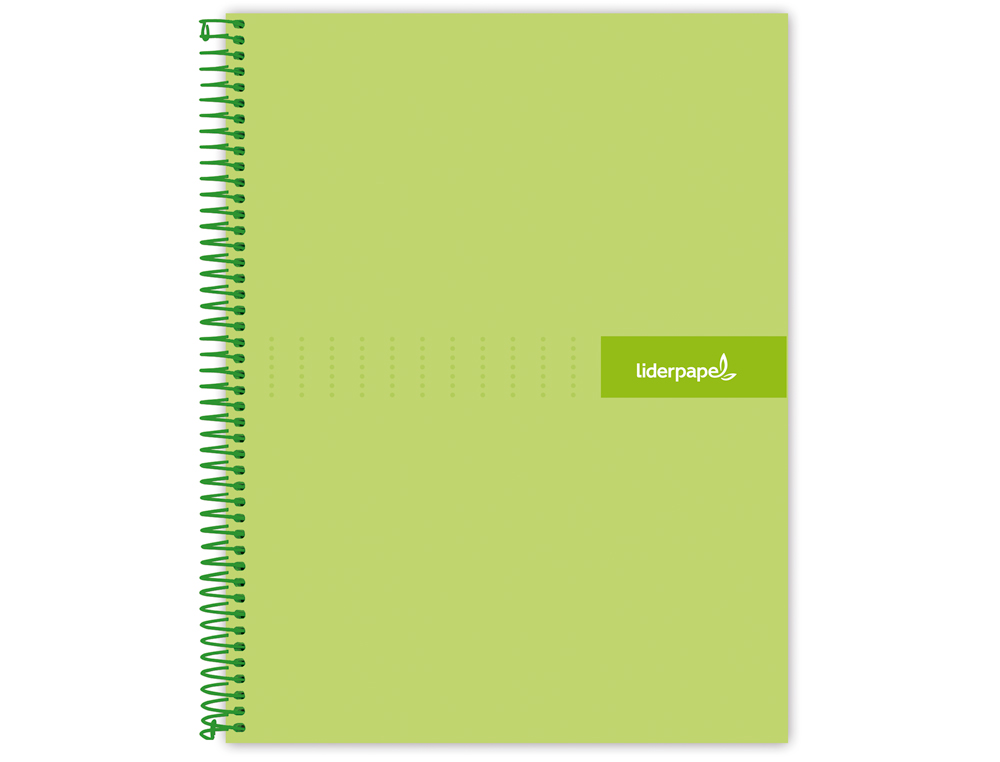 CAHIER SPIRALE LIDERPAPEL CRAFTY COUVERTURE CONTRECOLLE A5 240P 90G/M2 5X5MM MICROPERFOR 6 TROUS COLORIS VERT