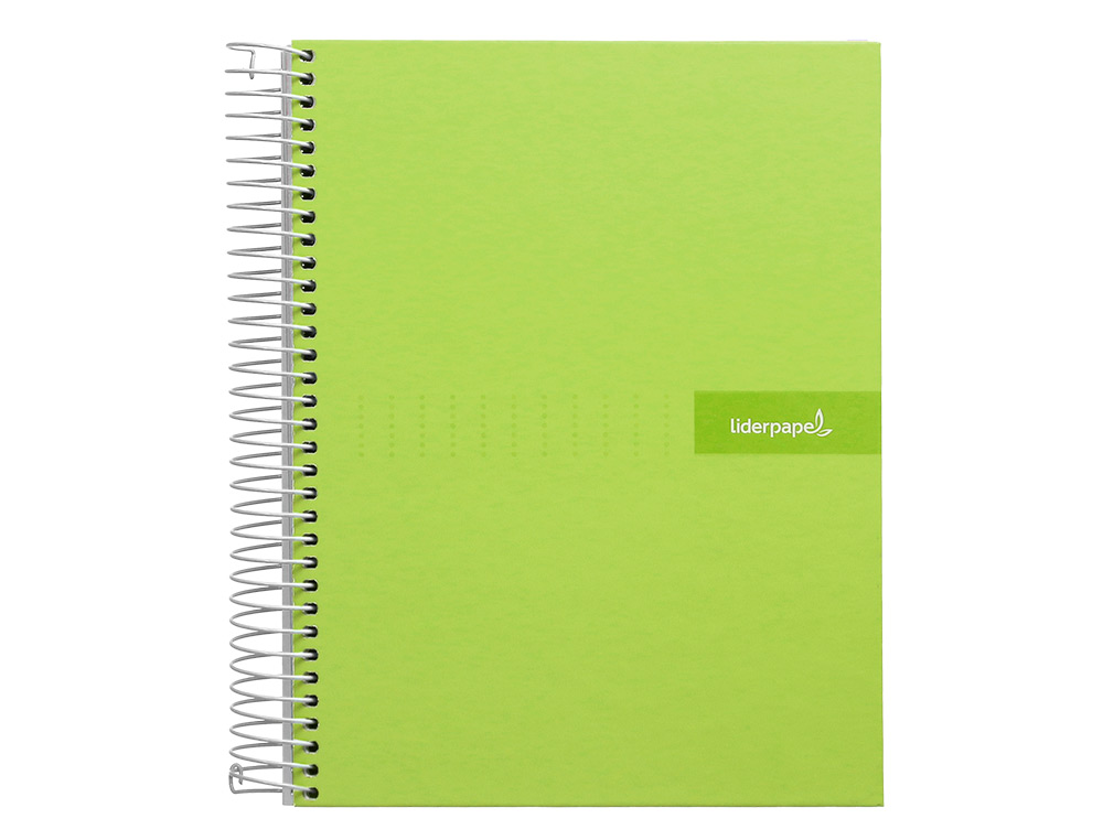 CAHIER SPIRALE LIDERPAPEL CRAFTY COUVERTURE CONTRECOLLE A5 240P 90G/M2 5X5MM MICROPERFOR 6 TROUS COLORIS VERT