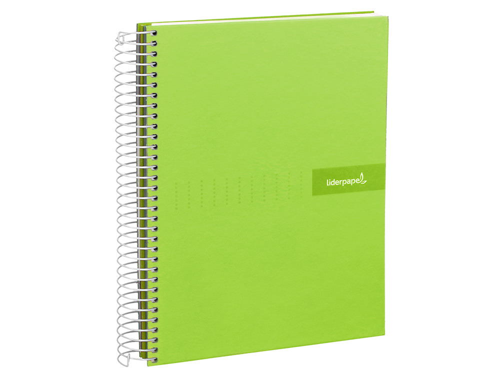 CAHIER SPIRALE LIDERPAPEL CRAFTY COUVERTURE CONTRECOLLE A5 240P 90G/M2 5X5MM MICROPERFOR 6 TROUS COLORIS VERT