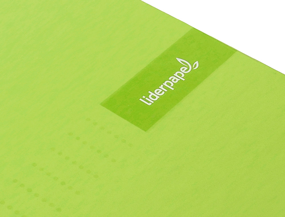 CAHIER SPIRALE LIDERPAPEL CRAFTY COUVERTURE CONTRECOLLE A5 240P 90G/M2 5X5MM MICROPERFOR 6 TROUS COLORIS VERT