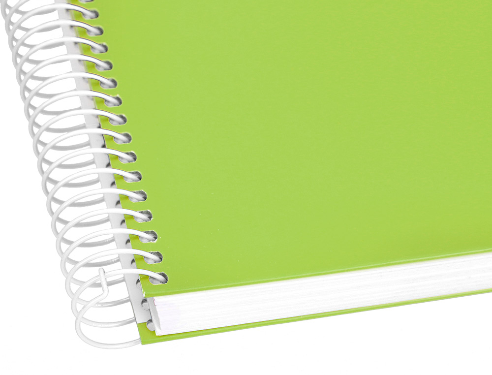 CAHIER SPIRALE LIDERPAPEL CRAFTY COUVERTURE CONTRECOLLE A5 240P 90G/M2 5X5MM MICROPERFOR 6 TROUS COLORIS VERT