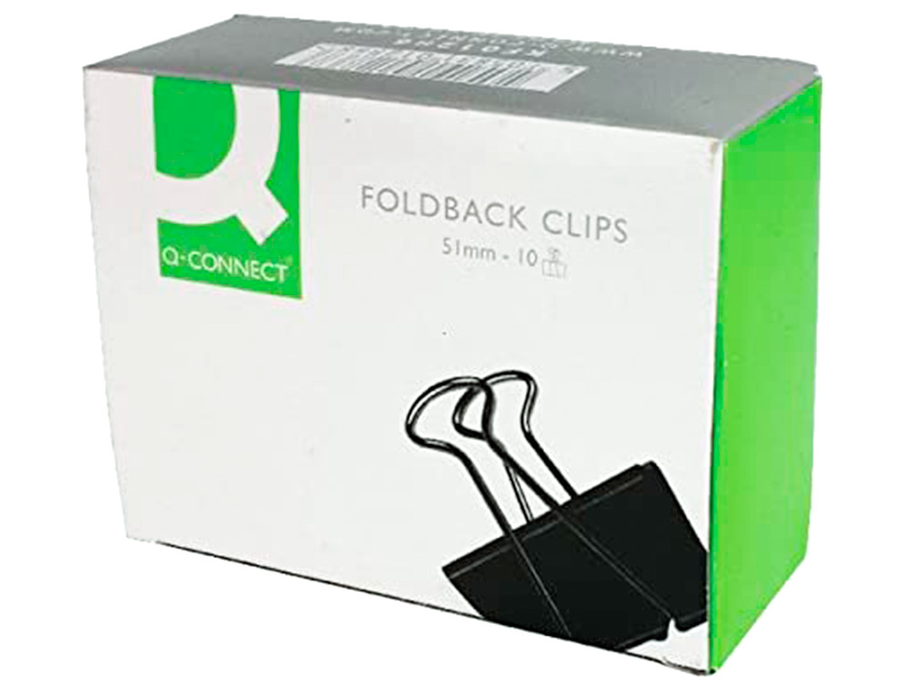 PINCE Q-CONNECT DOUBLE CLIP LARGEUR 51MM COLORIS NOIR     BOITE CARTON 10 UNITES