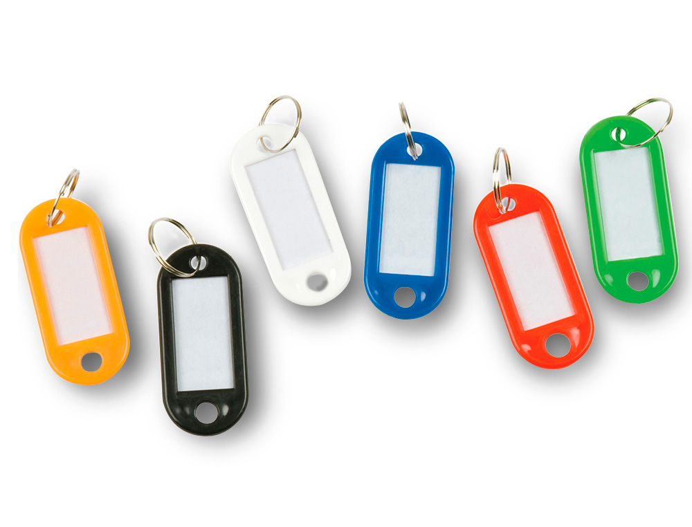 PORTE-CLÉS Q-CONNECT PORTE-ÉTIQUETTE PLASTIQUE 50X22MM 5 COLORIS ASSORTIS PRÉSENTOIR 100 UNITÉS