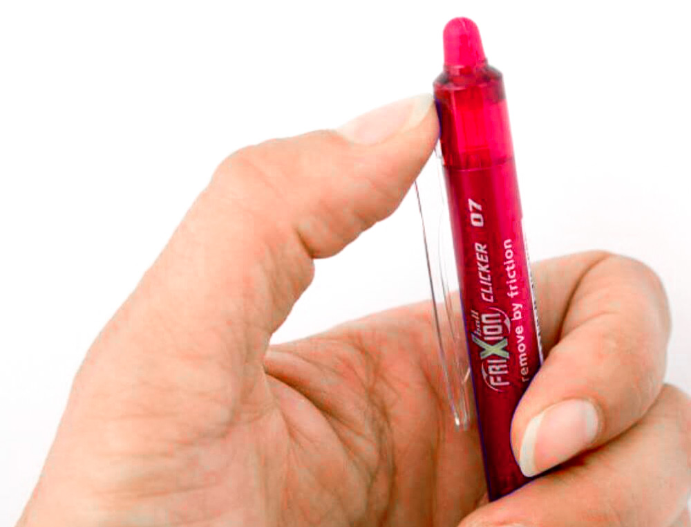 ROLLER PILOT FRIXION CLICKER CRITURE MOYENNE 0.35MM ENCRE EFFAABLE GOMME SERTIE GRIP PREHENSION RECHARGEABLE ROUGE