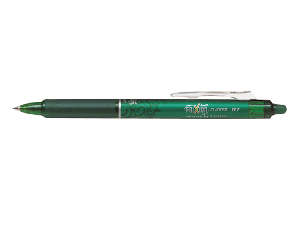 ROLLER PILOT FRIXION CLICKER CRITURE MOYENNE 0.35MM ENCRE EFFAABLE GOMME SERTIE GRIP PREHENION RECHARGEABLE VERT