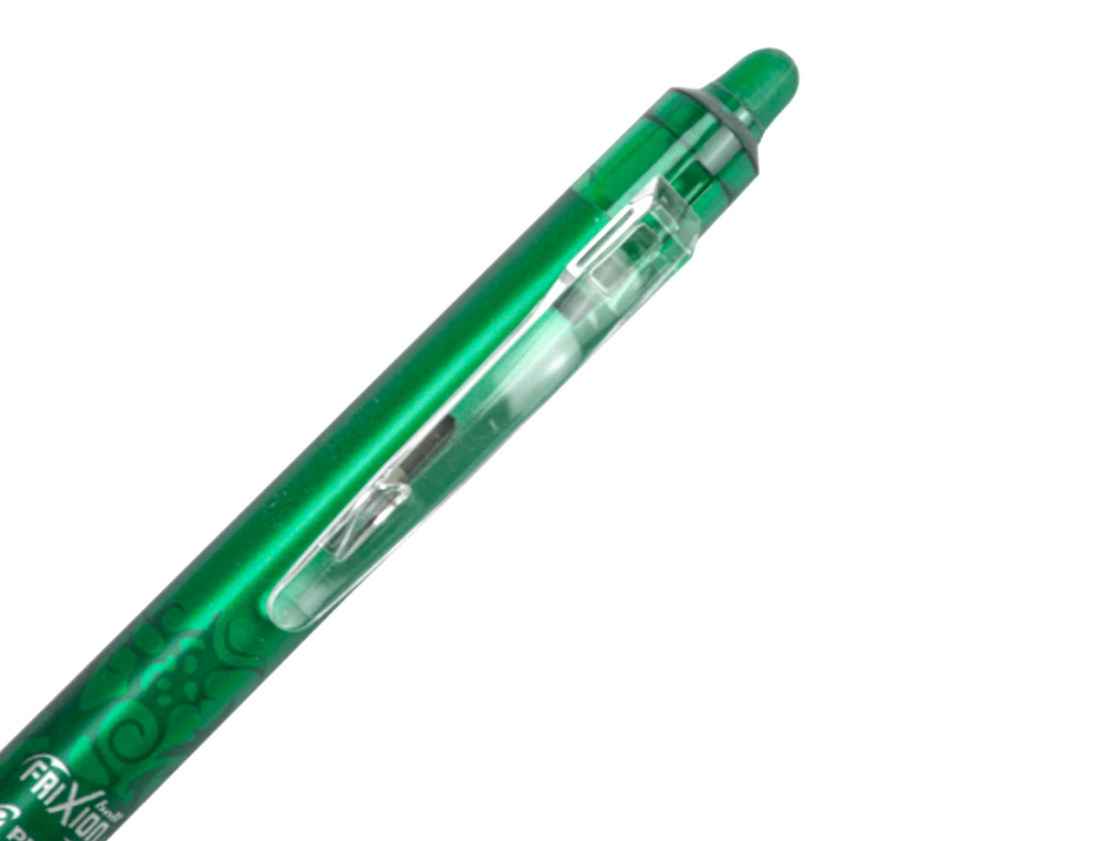 ROLLER PILOT FRIXION CLICKER CRITURE MOYENNE 0.35MM ENCRE EFFAABLE GOMME SERTIE GRIP PREHENION RECHARGEABLE VERT