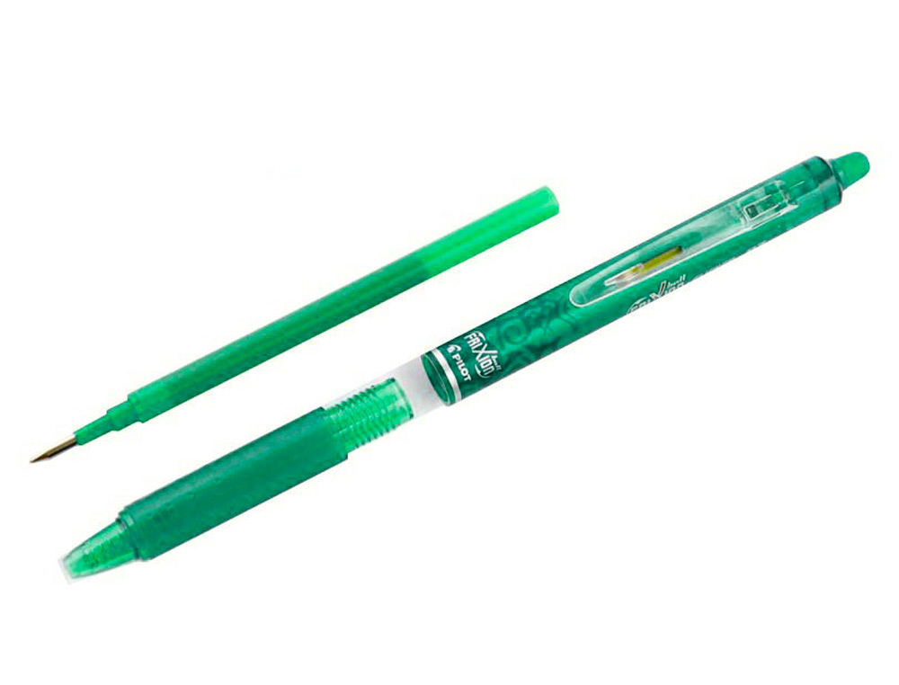 ROLLER PILOT FRIXION CLICKER CRITURE MOYENNE 0.35MM ENCRE EFFAABLE GOMME SERTIE GRIP PREHENION RECHARGEABLE VERT