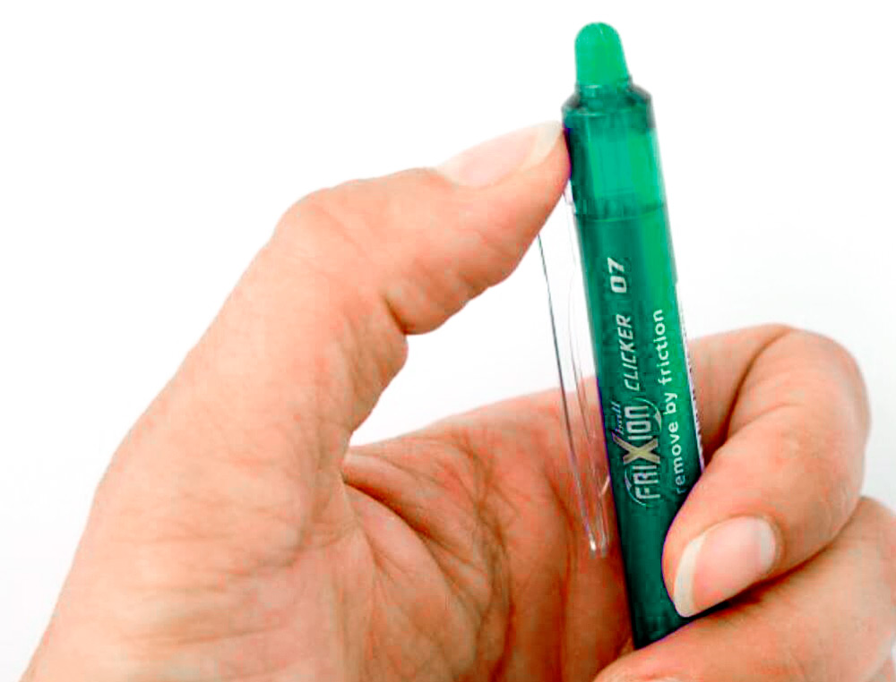 ROLLER PILOT FRIXION CLICKER CRITURE MOYENNE 0.35MM ENCRE EFFAABLE GOMME SERTIE GRIP PREHENION RECHARGEABLE VERT