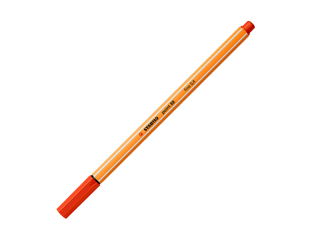 STYLO-FEUTRE STABILO POINT 88 ÉCRITURE FINE 0.4MM 1000M POINTE GAINÉE MÉTAL CORPS HEXAGONAL COLORIS ROUGE