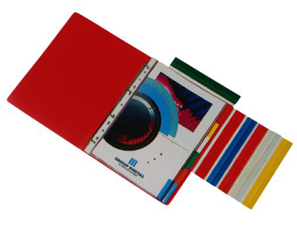 CAVALIER ESSELTE AUTO-ADHSIF DCOUPABLE 200MM 5 BANDES COLORIS VERT BLEU ROUGE BLANC ORANGE