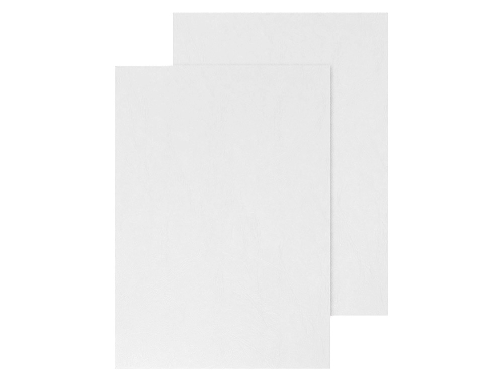 COUVERTURE Q-CONNECT CARTON 250G GRAIN CUIR POUR RELIURE FORMAT A4 COLORIS BLANC BRILLANT PAQUET 100 UNITS