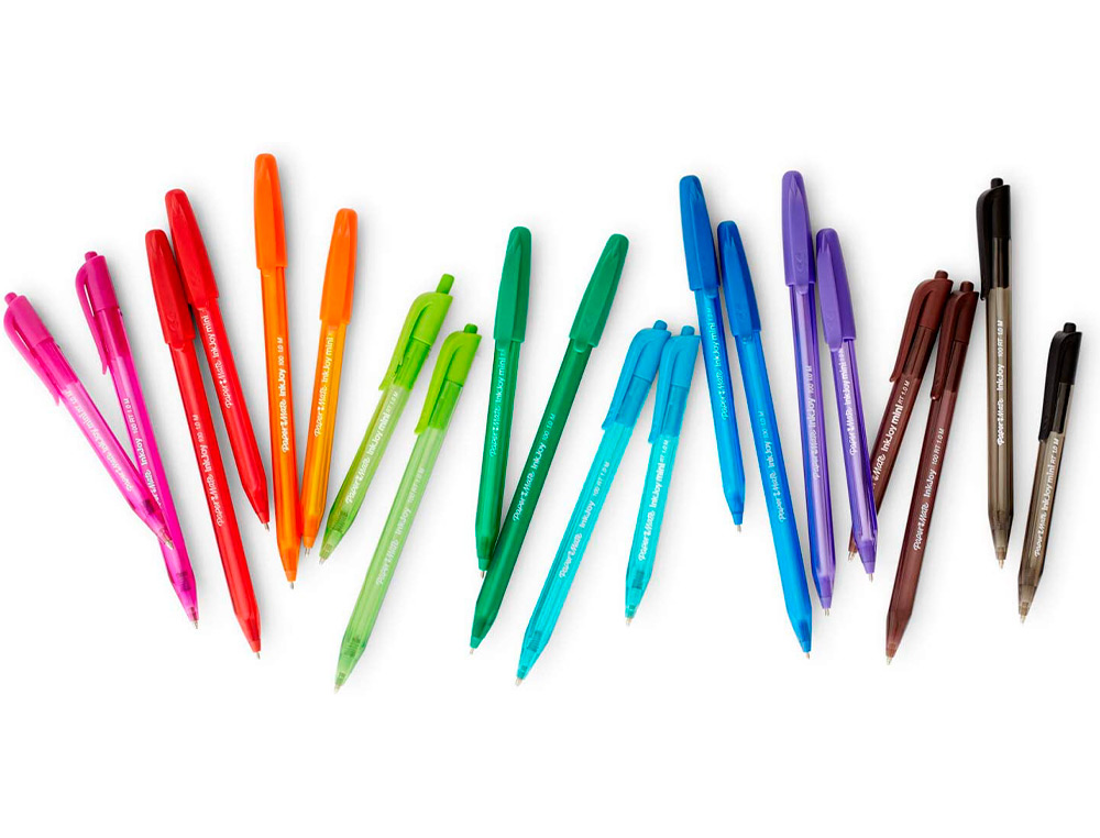 STYLO-BILLE PAPER MATE INKJOY 100 CRITURE MOYENNE 0.7MM ULTRA DOUCE CORPS TRIANGULAIRE RSISTE BAVURES COLORIS BLEU