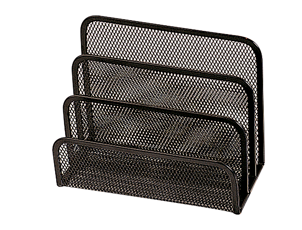 TRIEUR ENVELOPPES Q-CONNECT MTAL MESH MAILLE MTALLIQUE 3 COMPARTIMENTS COURRIER 175X140X80MM COLORIS NOIR