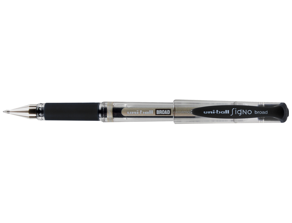 STYLO UNIBALL SIGNO BROAD ENCRE GEL PIGMENTE CRITURE LARGE 0.8MM POINTE 1MM GRIP CAOUTCHOUC RECHARGEABLE NOIR