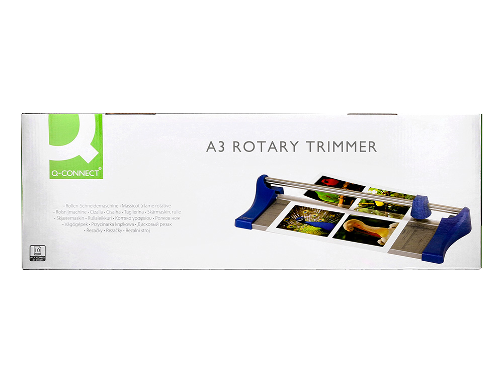 ROGNEUSE Q-CONNECT FORMAT A4 10F BASE ACIER LAME ROTATIVE AIGUISÉE AUTOMATIQUE TABLE IMPRIMÉE GUIDE ANGLE 320X157MM