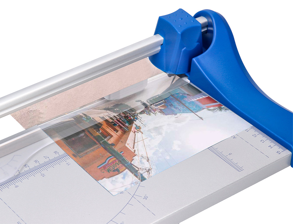 ROGNEUSE Q-CONNECT FORMAT A4 10F BASE ACIER LAME ROTATIVE AIGUISÉE AUTOMATIQUE TABLE IMPRIMÉE GUIDE ANGLE 320X157MM