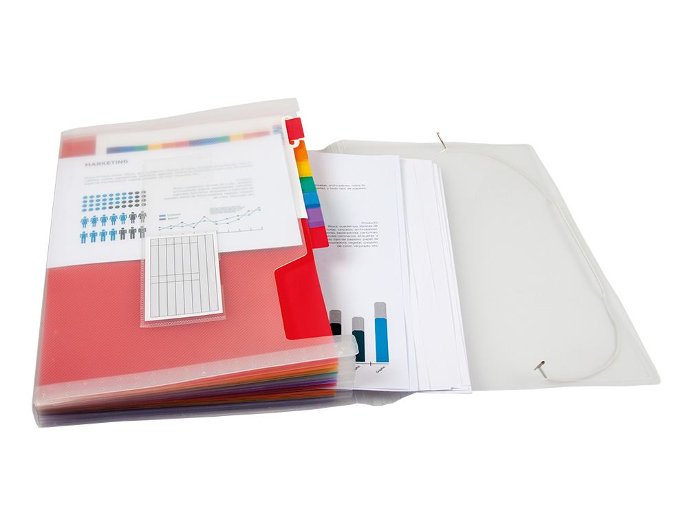 TRIEUR LIDERPAPEL SRIE SPECTRAFILE PP 700 MICRONS A5 148X210MM 13 COMPARTIMENTS COULEUR COLORIS FROSTY TRANSPARENT
