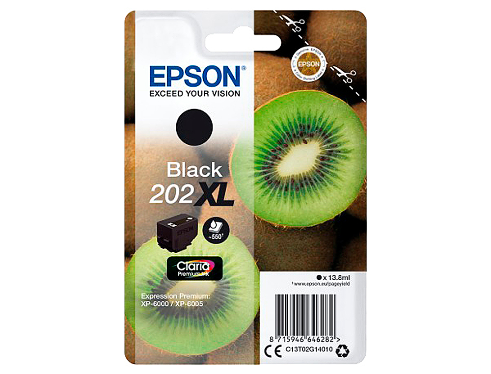 CARTOUCHE EPSON JET D'ENCRE 202 PHOTO COULEUR NOIR 800P