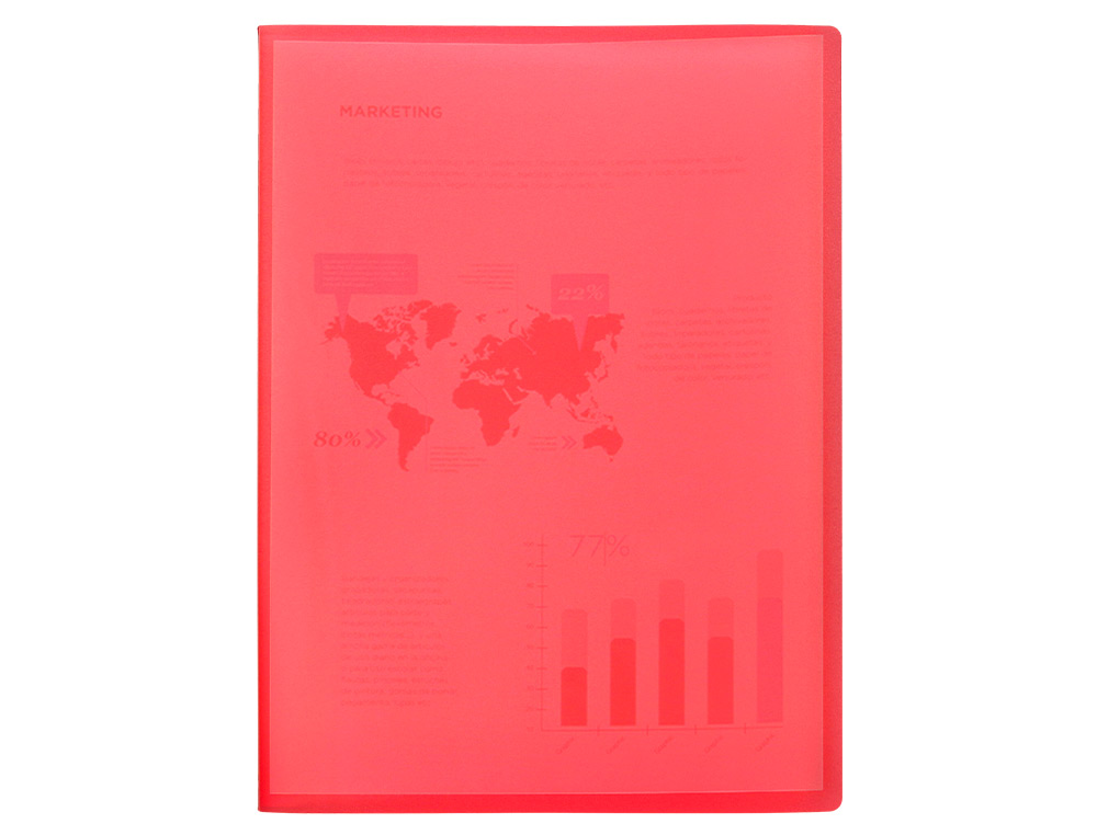 PROTGE-DOCUMENTS LIDERPAPEL POLYPROPYLNE COUVERTURE FLEXIBLE 40 POCHETTES FIXES A4 210X297MM ROUGE TRANSLUCIDE