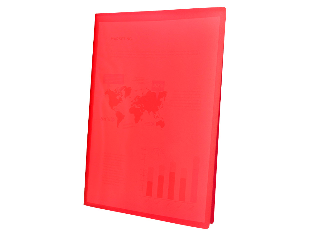 PROTGE-DOCUMENTS LIDERPAPEL POLYPROPYLNE COUVERTURE FLEXIBLE 40 POCHETTES FIXES A4 210X297MM ROUGE TRANSLUCIDE