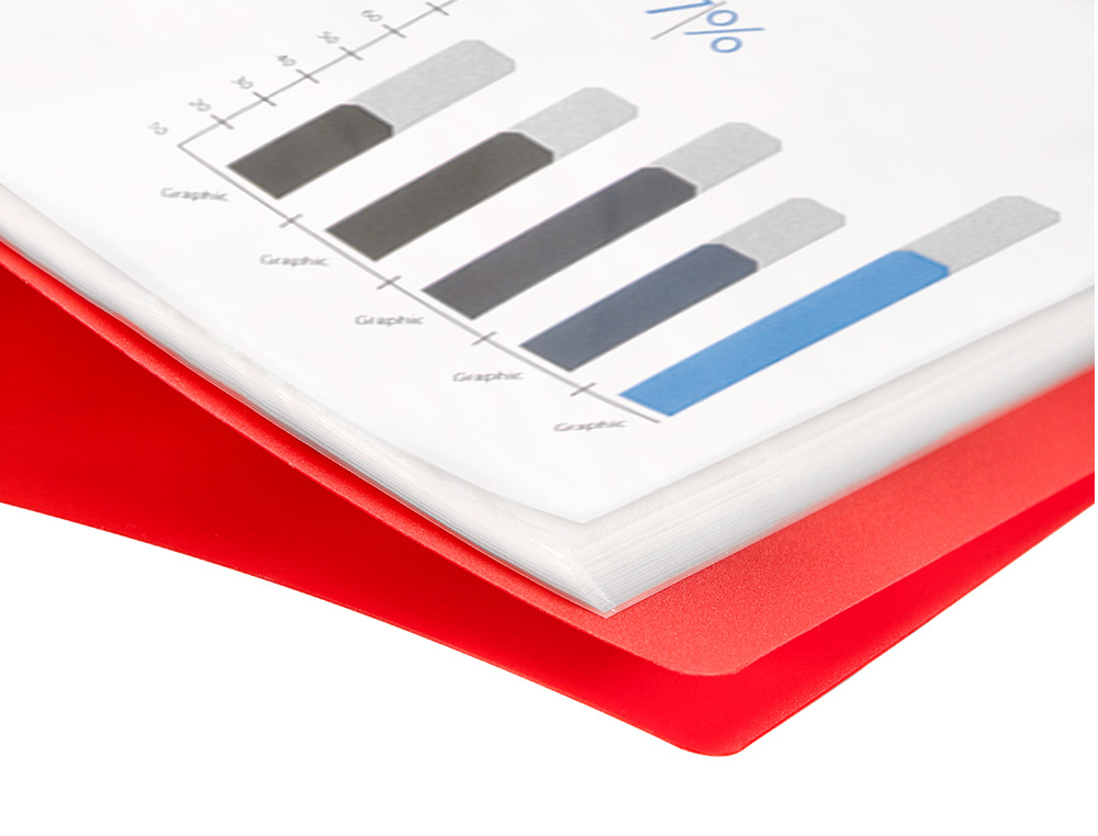 PROTGE-DOCUMENTS LIDERPAPEL POLYPROPYLNE COUVERTURE FLEXIBLE 40 POCHETTES FIXES A4 210X297MM ROUGE TRANSLUCIDE