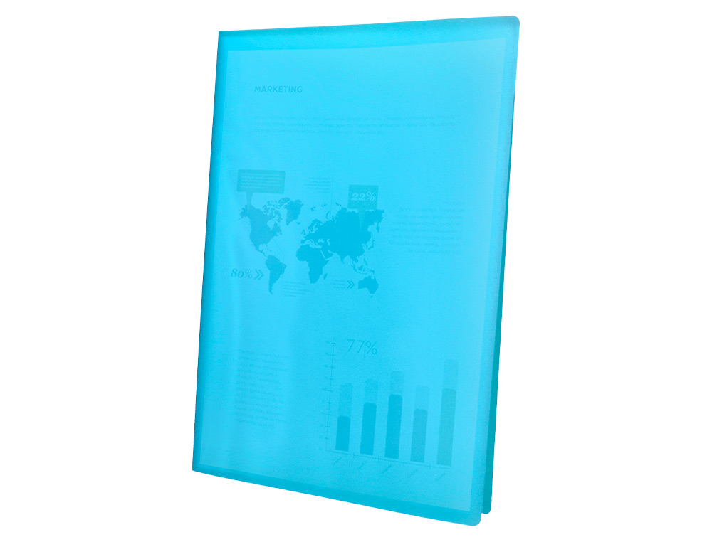 PROTGE-DOCUMENTS LIDERPAPEL POLYPROPYLNE COUVERTURE FLEXIBLE 40 POCHETTES FIXES A4 210X297MM BLEU TRANSLUCIDE