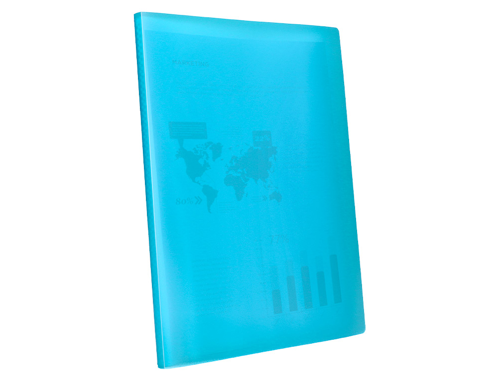 PROTGE-DOCUMENTS LIDERPAPEL POLYPROPYLNE COUVERTURE FLEXIBLE 40 POCHETTES FIXES A4 210X297MM BLEU TRANSLUCIDE