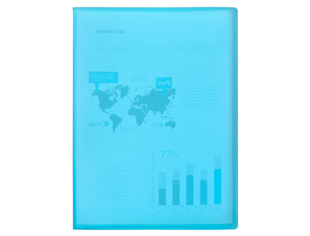 PROTGE-DOCUMENTS LIDERPAPEL POLYPROPYLNE COUVERTURE FLEXIBLE 10 POCHETTES FIXES A4 210X297MM BLEU TRANSLUCIDE