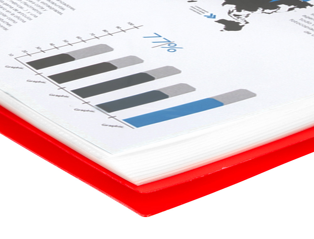 PROTGE-DOCUMENTS LIDERPAPEL POLYPROPYLNE COUVERTURE RIGIDE SPIRALE 10 POCHETTES FIXES A4 210X297MM COLORIS ROUGE