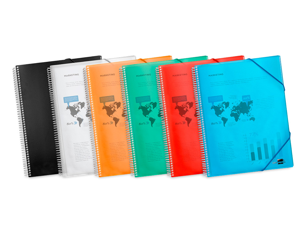 PROTGE-DOCUMENTS LIDERPAPEL POLYPROPYLNE COUVERTURE RIGIDE SPIRALE 60 POCHETTES FIXES A4 210X297MM COLORIS BLEU