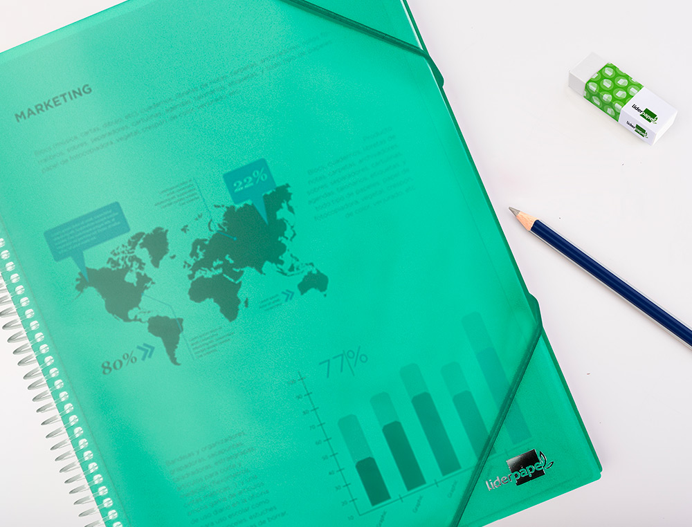 PROTGE-DOCUMENTS LIDERPAPEL POLYPROPYLNE COUVERTURE RIGIDE SPIRALE 80 POCHETTES FIXES A4 210X297MM COLORIS VERT
