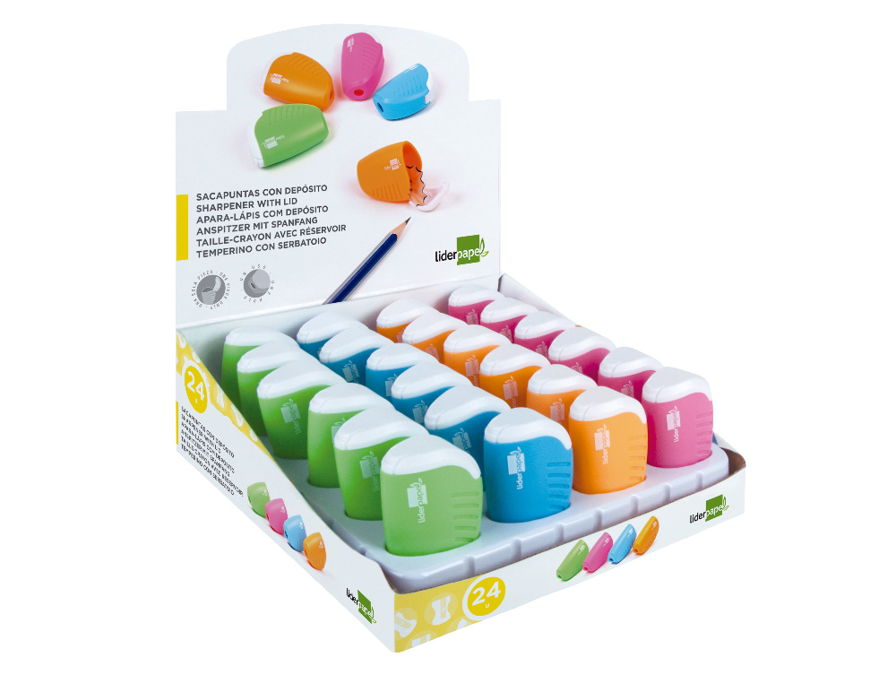 TAILLE-CRAYON LIDERPAPEL PLASTIQUE RSERVOIR  COPEAUX NON DTACHABLE 1 USAGE COLORIS ASSORTIS