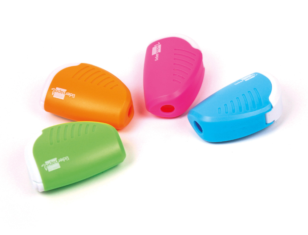 TAILLE-CRAYON LIDERPAPEL PLASTIQUE RSERVOIR  COPEAUX NON DTACHABLE 1 USAGE COLORIS ASSORTIS