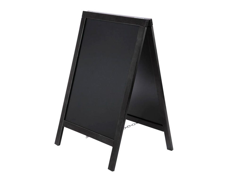 TABLEAU SOL NOIR LIDERPAPEL BOIS HTELLERIE CHEVALET DOUBLE FACE MARQUEUR TYPE CRAIE 55X85X52CM