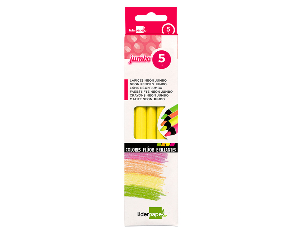 SURLIGNEUR LIDERPAPEL CRAYON DE COULEUR NÉON JUMBO MINE EXTRA-RÉSISTANTE FORME TRIANGULAIRE ERGONOMIQUE COLORIS JAUNE