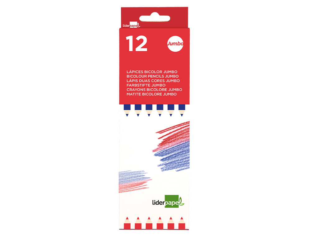 CRAYON GRAPHITE LIDERPAPEL BICOLORE BLEU/ROUGE MINE LARGE ULTRA-RSISTANTE BOIS GRANDE QUALIT