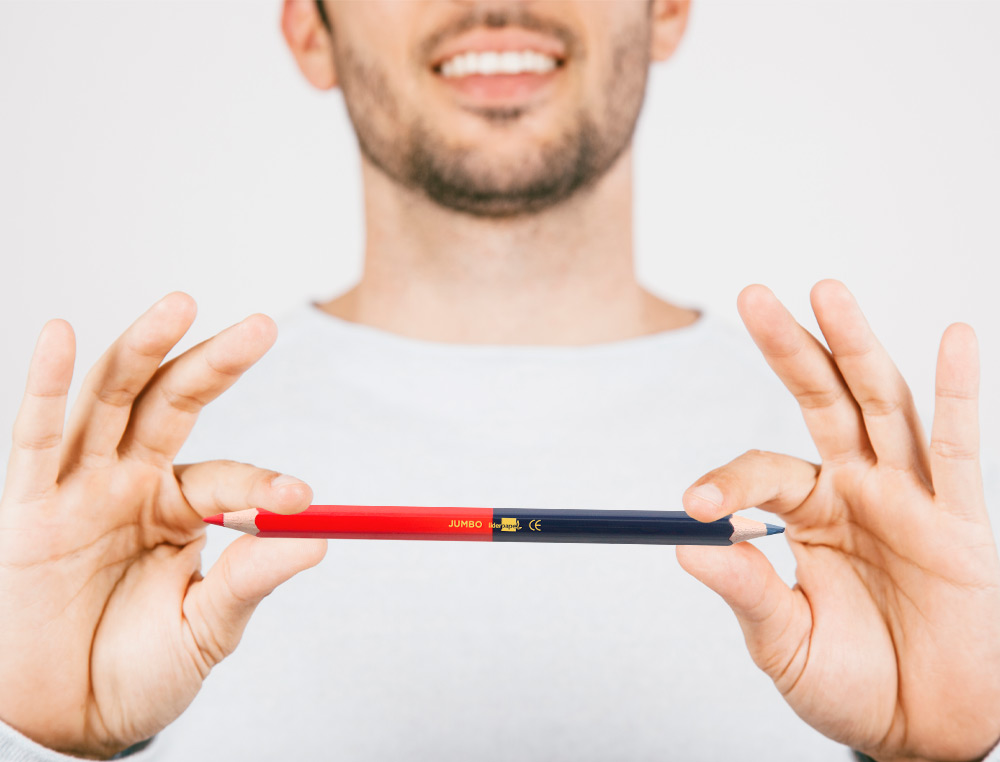 CRAYON GRAPHITE LIDERPAPEL BICOLORE BLEU/ROUGE MINE LARGE ULTRA-RSISTANTE BOIS GRANDE QUALIT