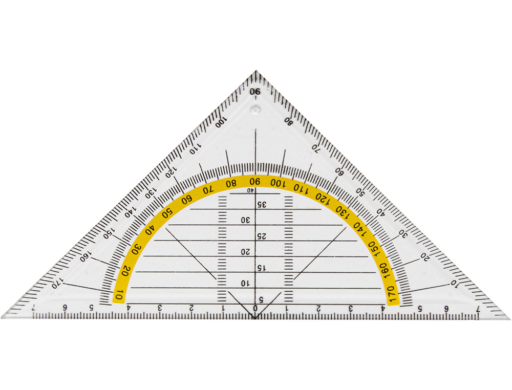 QUERRE GOMTRIE LIDERPAPEL GRADUE LONGUEUR CT MAJEUR 50CM DIMENSION HYPOTNUSE 16CM PLASTIQUE SANS PRHENSION FIXE