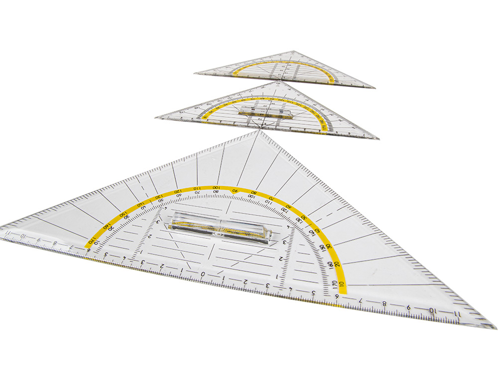 QUERRE GOMTRIE LIDERPAPEL GRADUE LONGUEUR CT MAJEUR 50CM DIMENSION HYPOTNUSE 16CM PLASTIQUE SANS PRHENSION FIXE