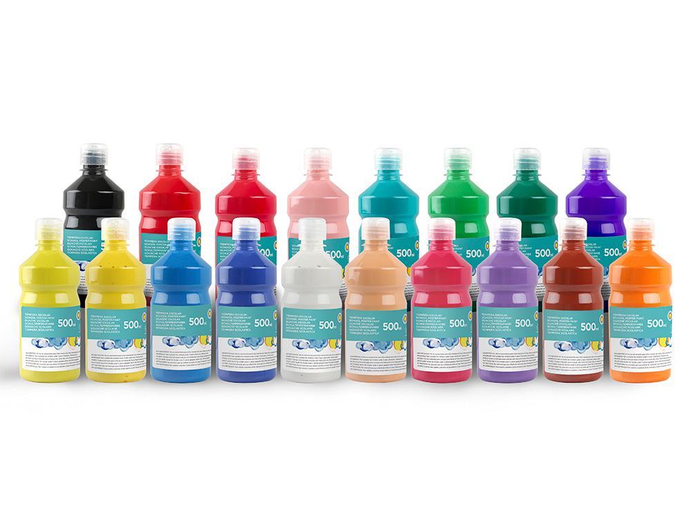 GOUACHE SCOLAIRE LIDERPAPEL LIQUIDE LAVABLE FERMETURE SCURIT BRILLANTE COLORIS BLANC FLACON 500ML