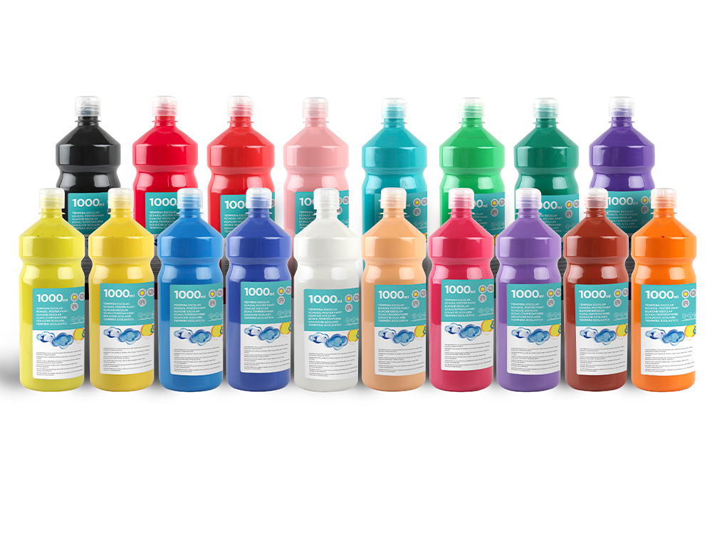 GOUACHE SCOLAIRE LIDERPAPEL LIQUIDE LAVABLE FERMETURE SCURIT BRILLANTE COLORIS FUCHSIA FLACON 1000ML