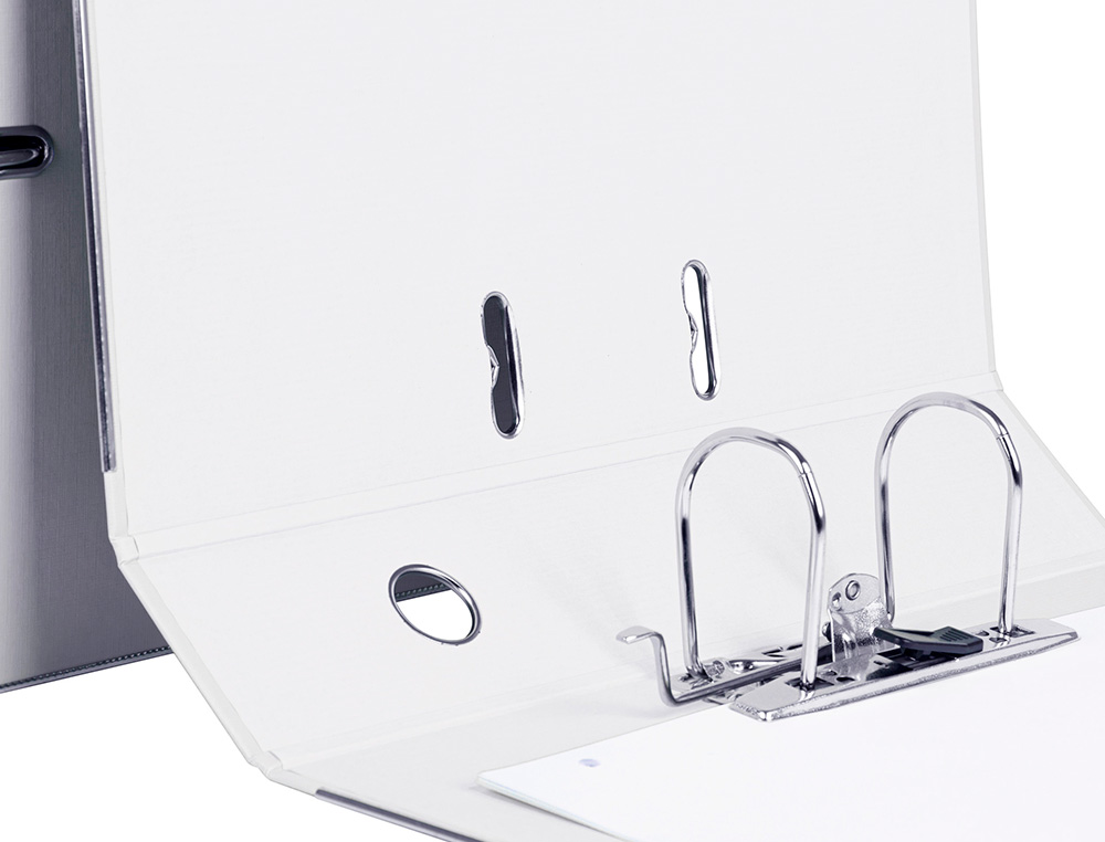 CLASSEUR LEVIER LIDERPAPEL DOCUMENTA A4+ CARTON REMBORDE DOS 75MM RADO METALLIQUE COLORIS BLANC