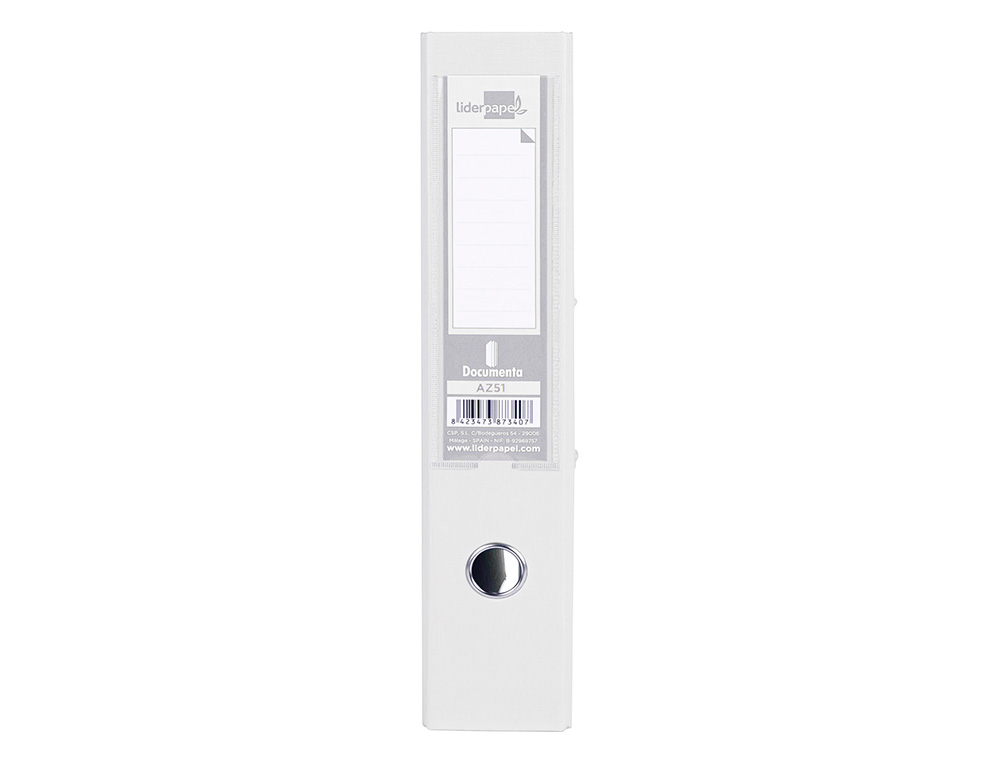 CLASSEUR LEVIER LIDERPAPEL DOCUMENTA A4+ CARTON REMBORDE DOS 75MM RADO METALLIQUE COLORIS BLANC