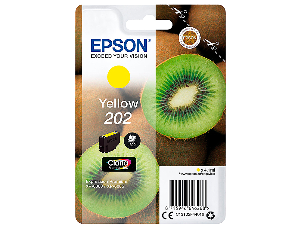 CARTOUCHE EPSON JET D'ENCRE 202 COULEUR JAUNE 300P
