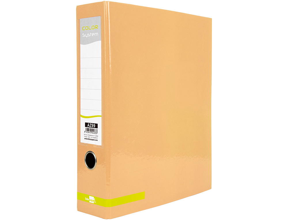 CLASSEUR A LEVIER LIDERPAPEL A4 COLOR SYSTEM DOS DE 80 MM  COLORIS PECHE