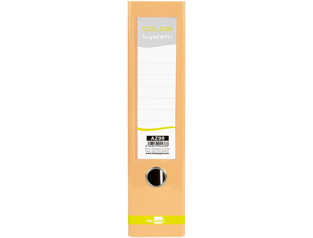CLASSEUR A LEVIER LIDERPAPEL A4 COLOR SYSTEM DOS DE 80 MM  COLORIS PECHE